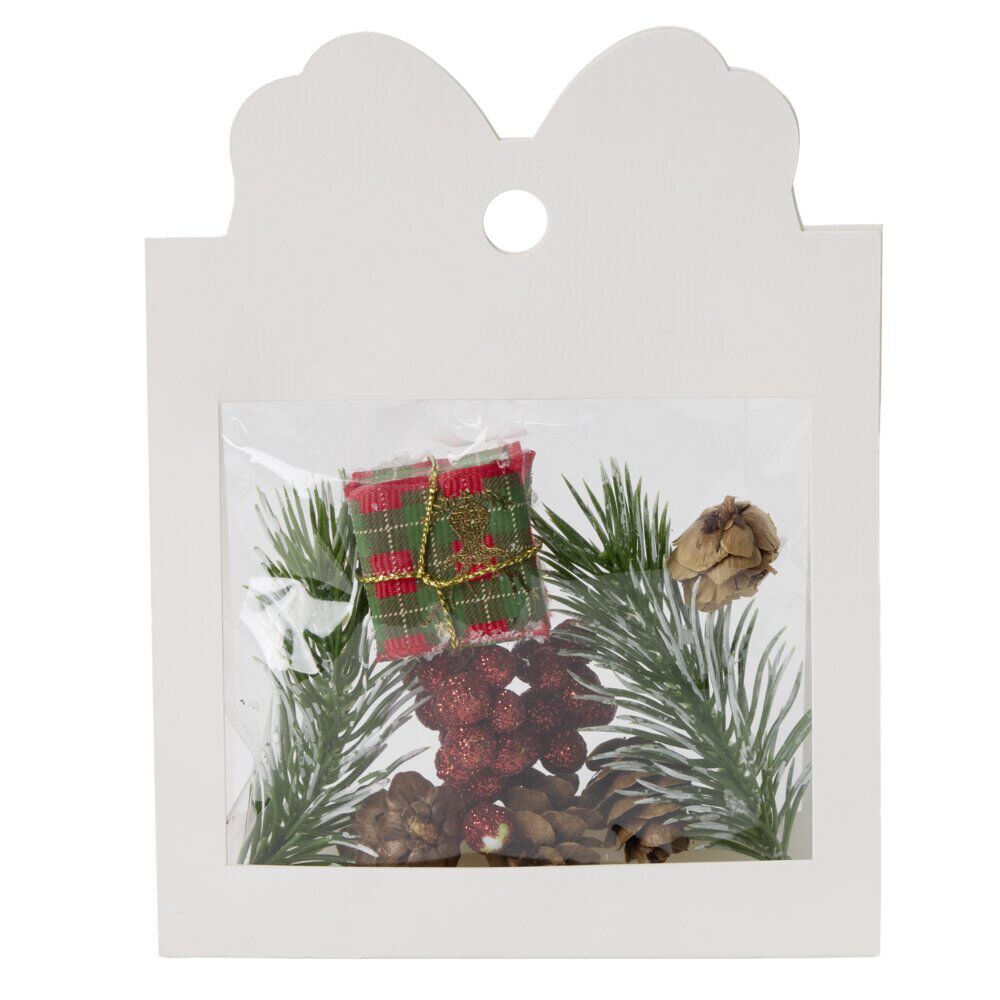 Décoration de table nature et cadeau No&euml;l L2X2XH3 cm rouge
