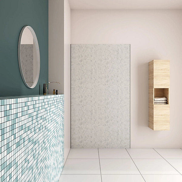 Panneau mural de douche Béton gris 90x210cm,Panneaux muraux salle de bain habillage mural aluminium