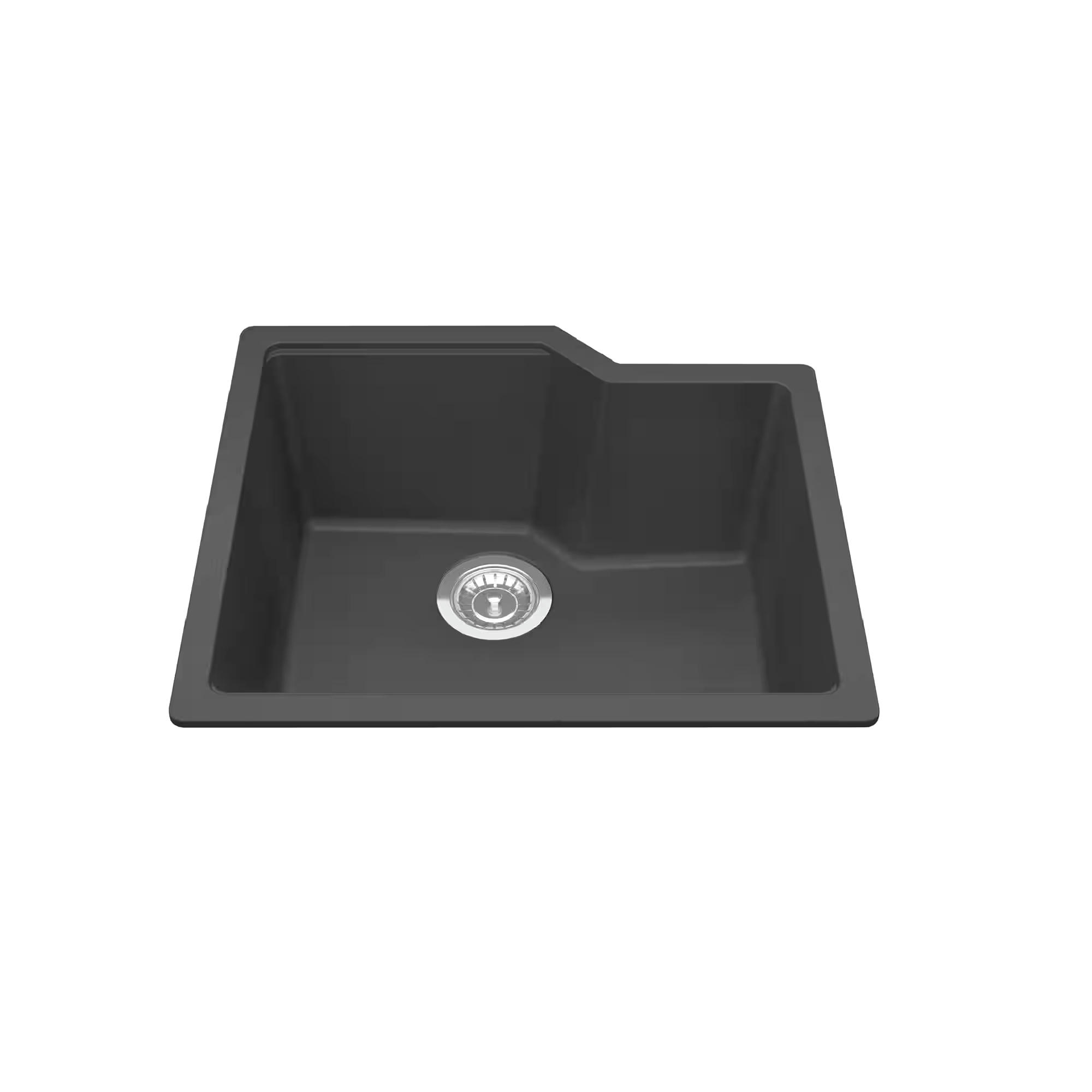 Kindred Urban Undermount Granite Single Bowl Kitchen Sink, 22.06-in x 19.69-in x 9.06-in, Matte Black