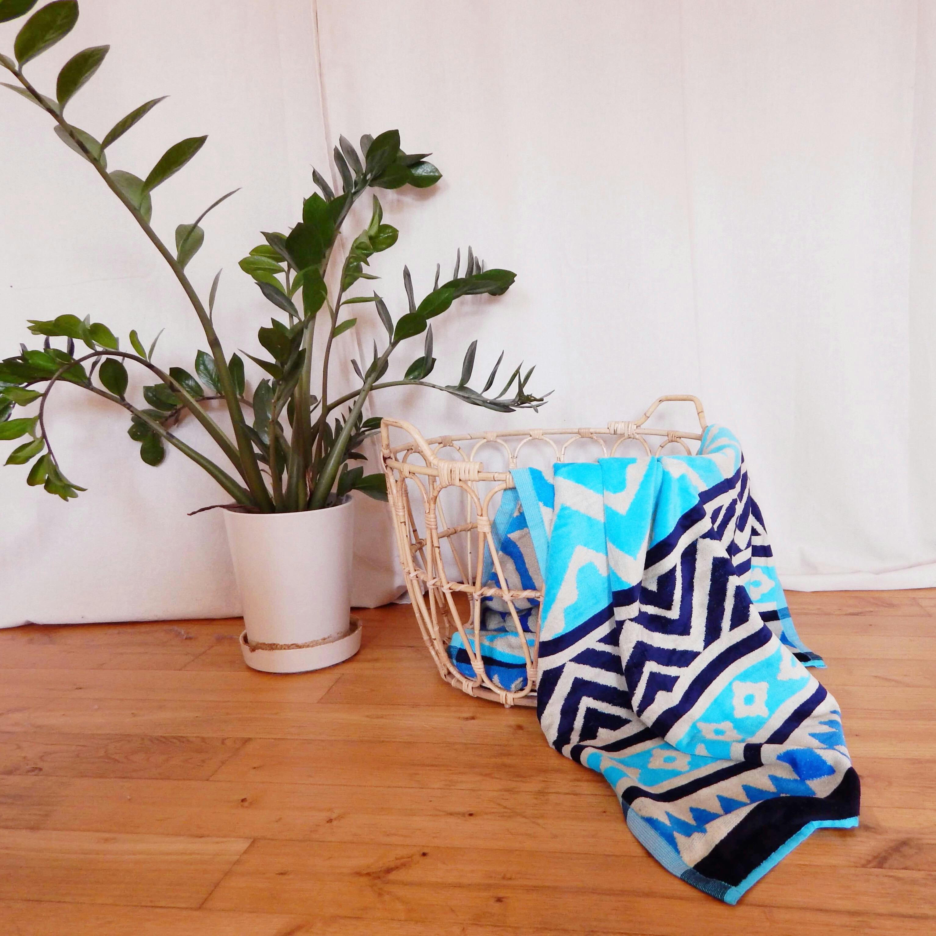 PLAGE - Serviette de plage éponge velours bleu turquoise itaparica 86 x 160