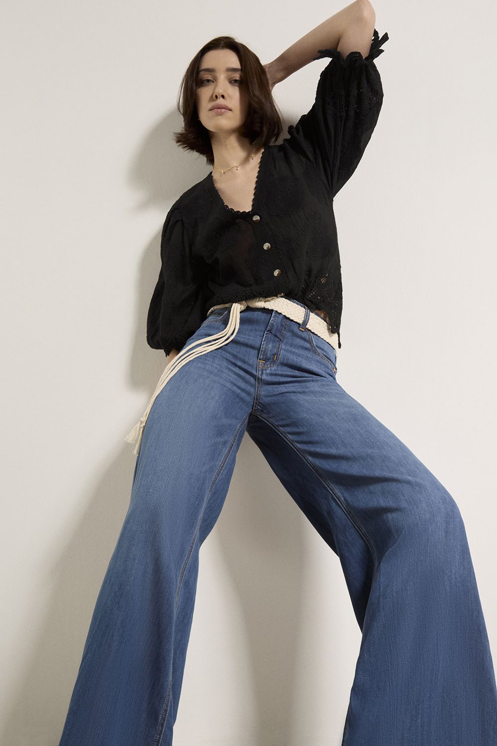 Apricot Zana Wide-Leg Cotton Blend Jeans