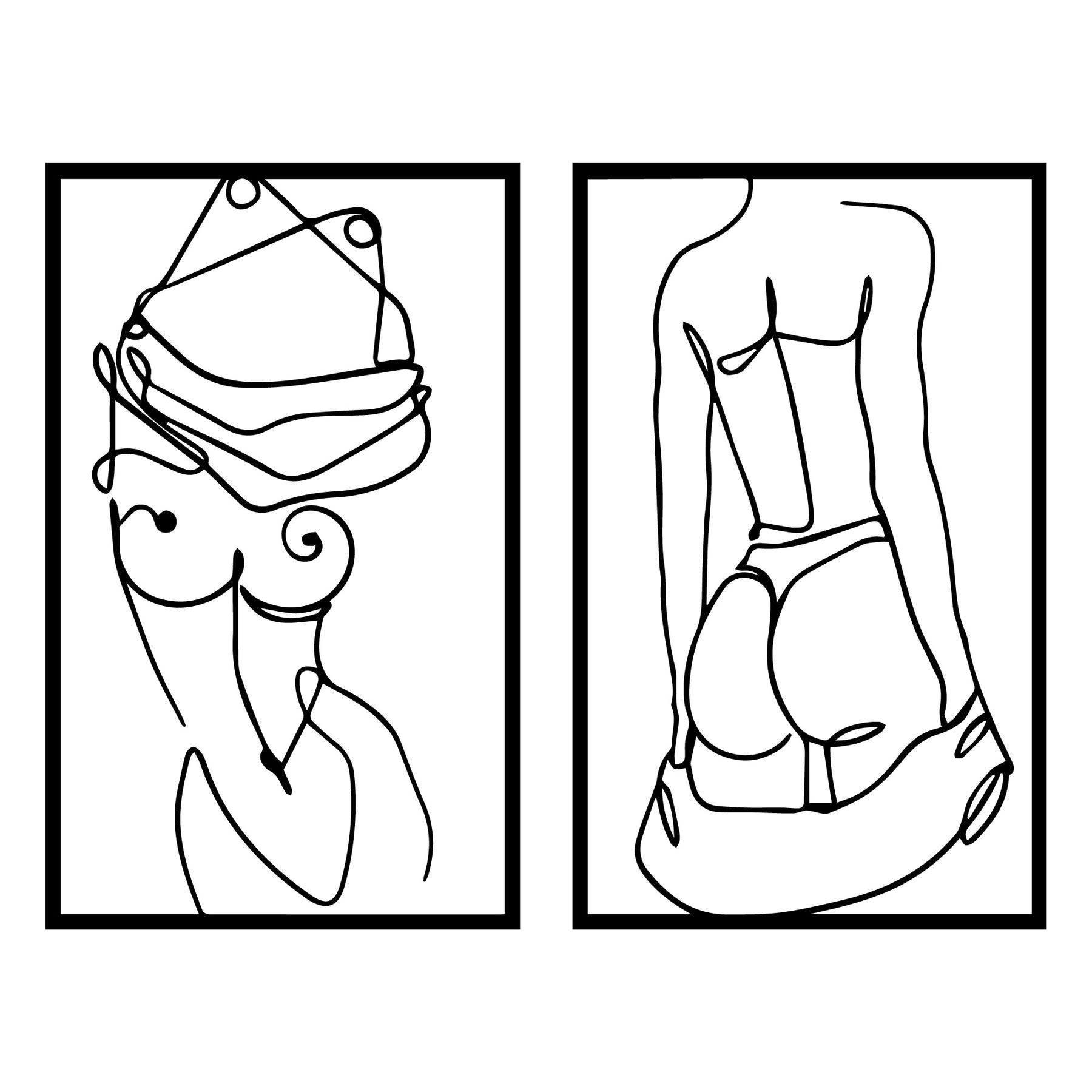 MINIMALISTE - Décoration murale minimaliste femme nue en métal noir 90x68 cm