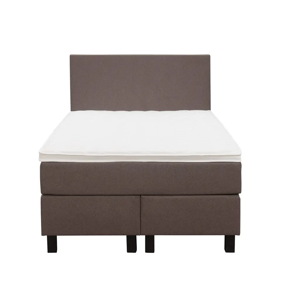 Boxspring Liv egaal - donkerbruin - 120x200 cm - vierkante poot