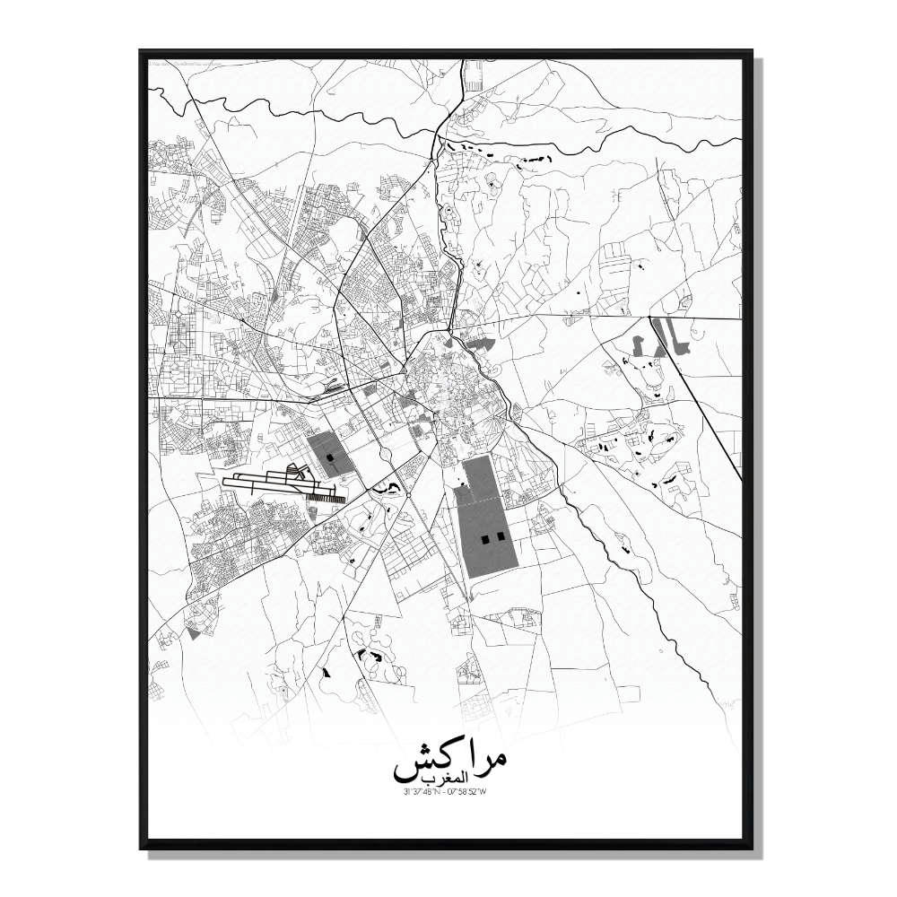 MARRAKECH - Affiche Marrakech Carte N&B 40x50