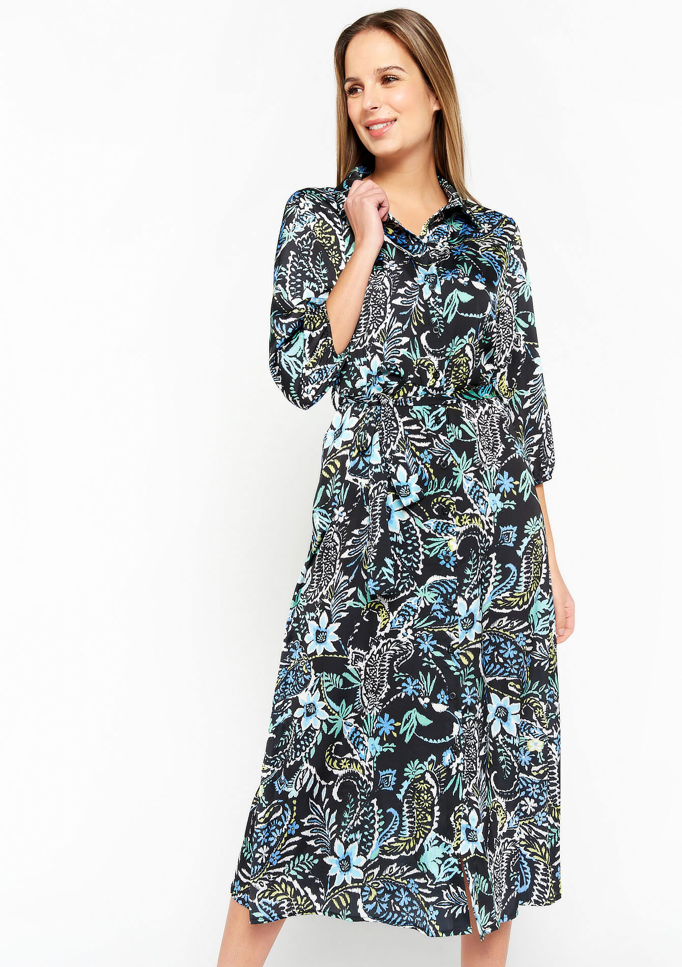 Satijnen hemdjurk met paisleyprint