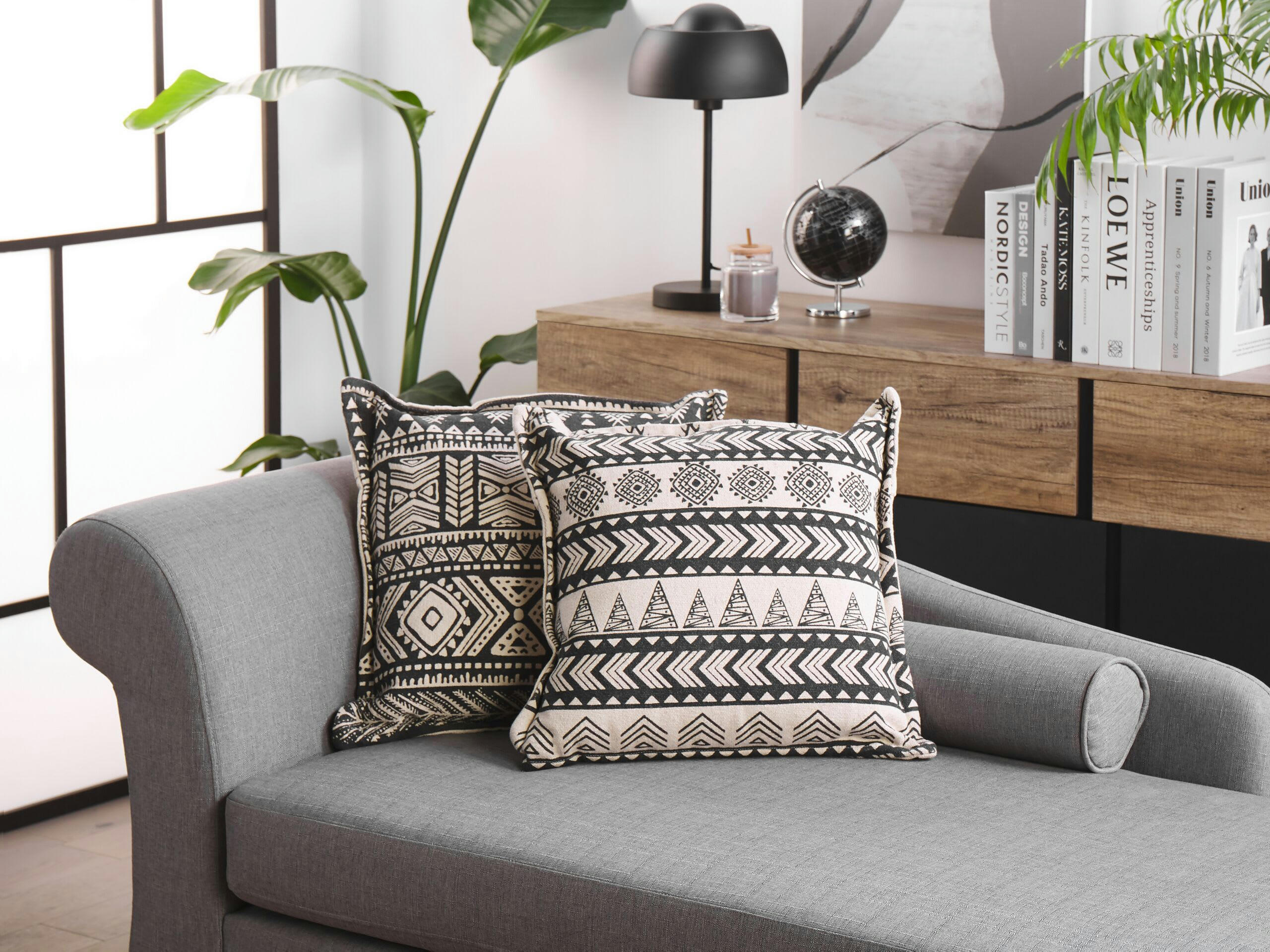 HENTEPE - Lot de 2 coussin décoratifs en tissu beige 45x12cm