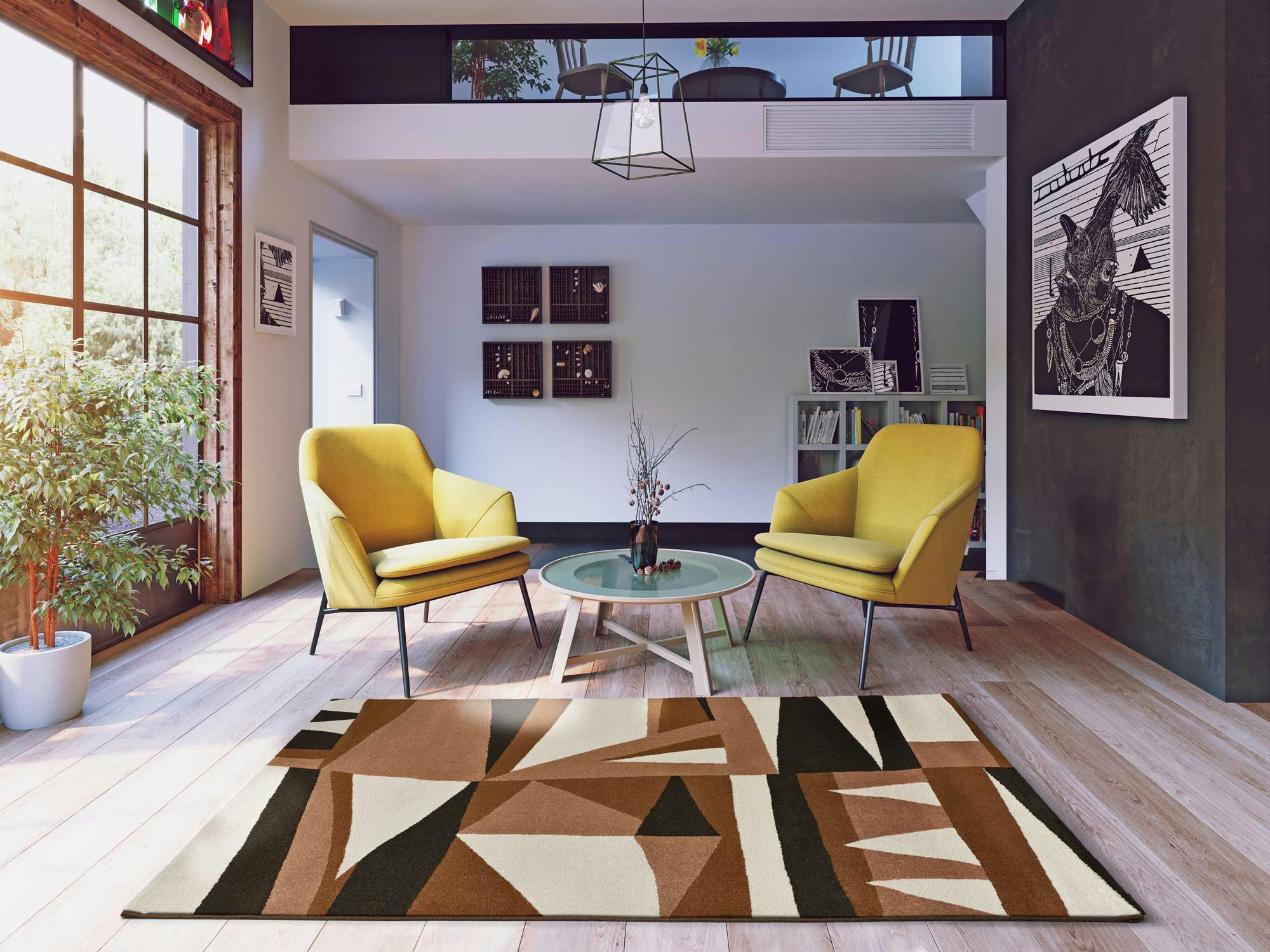 ASHLEY - Tapis géométrique dans les tons terracotta, 160X230 cm