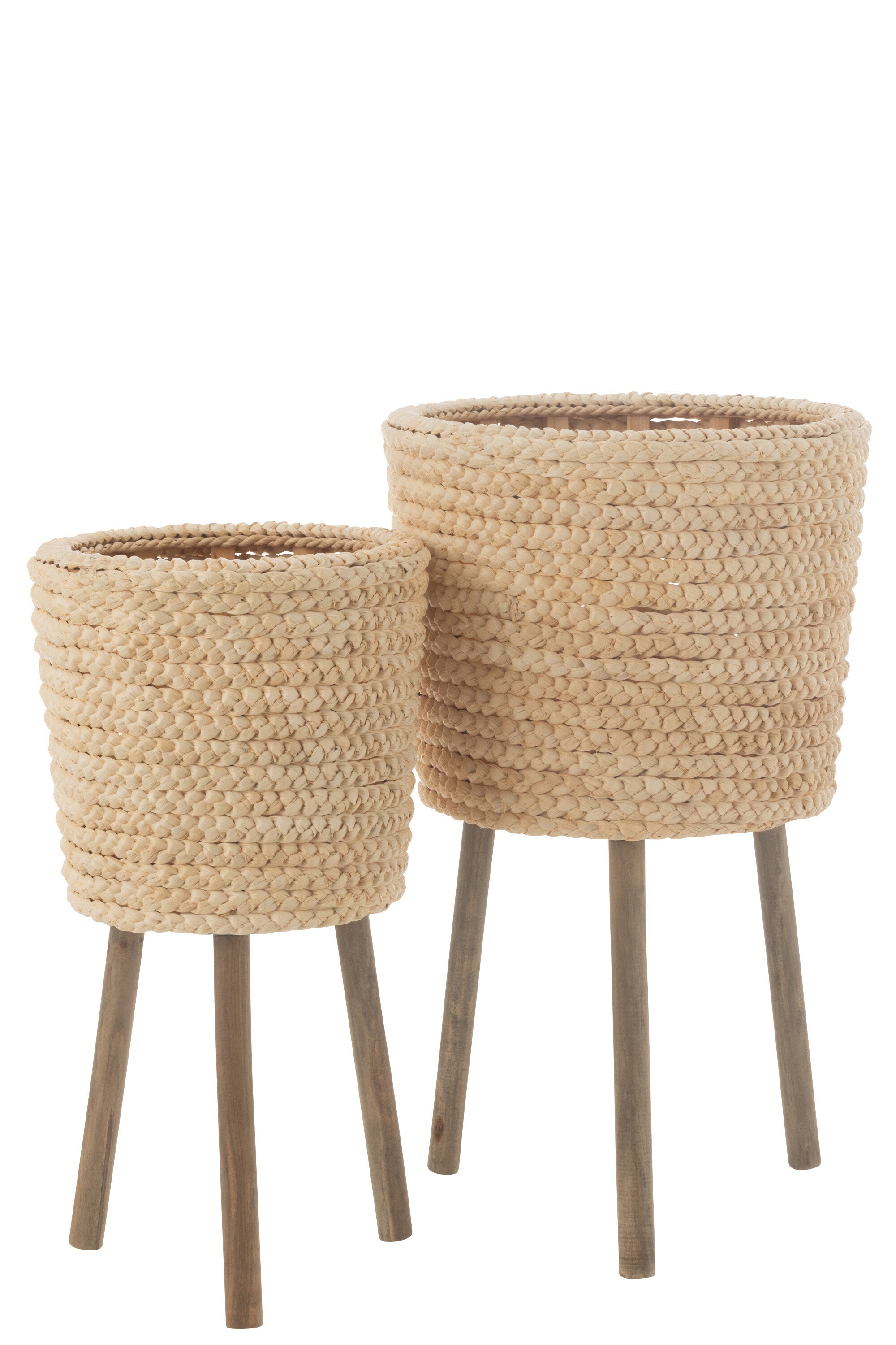 J-Line bloempot Rond - multiplex - naturel - 2 stuks - Ø 40 cm