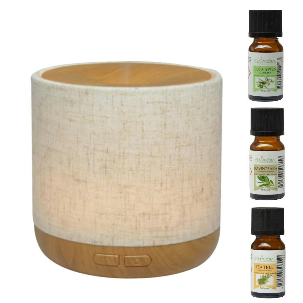 COFFRET - Diffuseur d'huile essentielle Alesia et 3 Huiles Spéciales Respiration