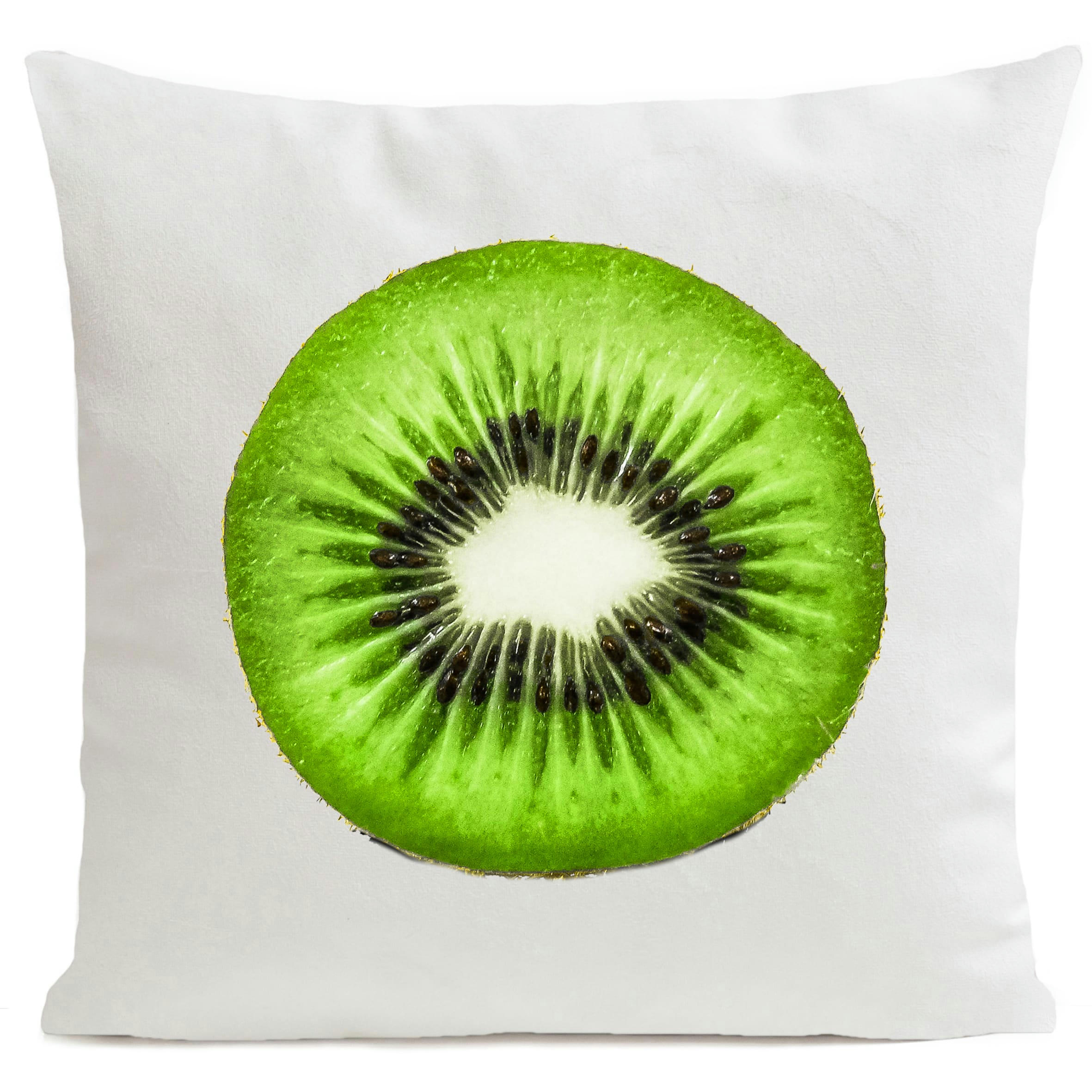 - Coussin fruit kiwi suédine blanc 40x40cm