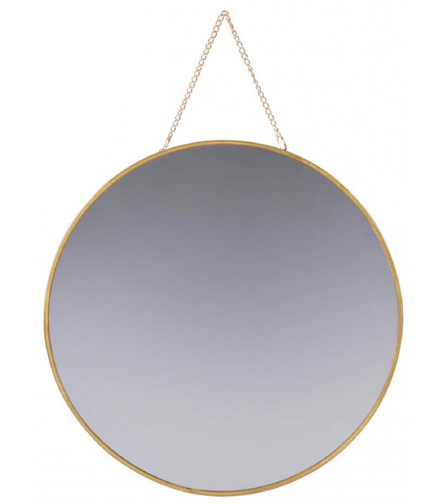 OR - Miroir suspendu avec chaînette rond en métal doré D30
