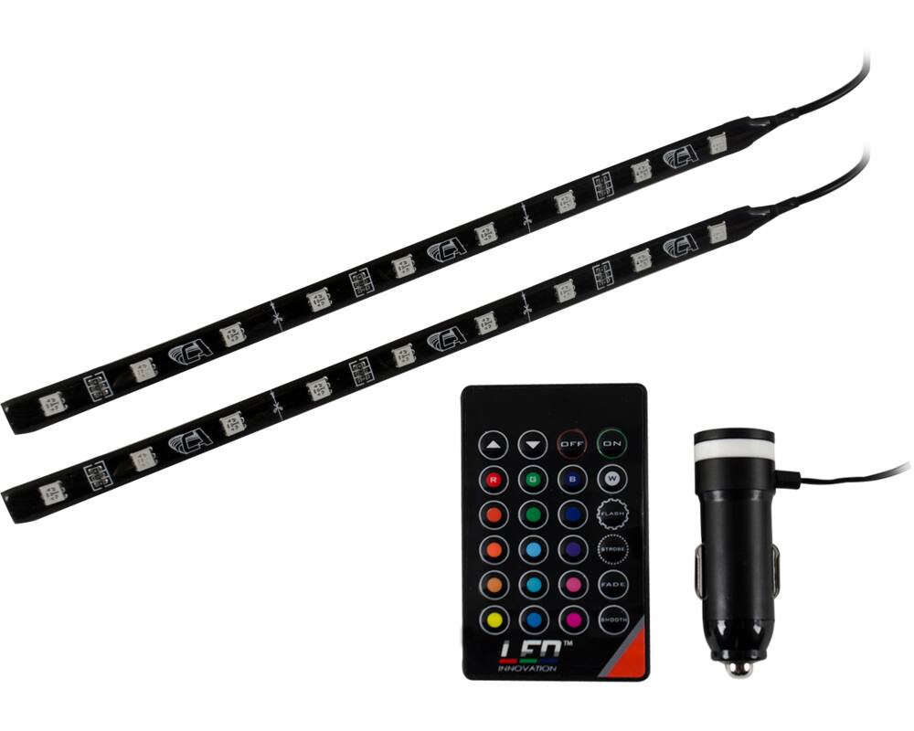 Multi-Colour LED Vehicle Strip Lights with Remote, 9-in
