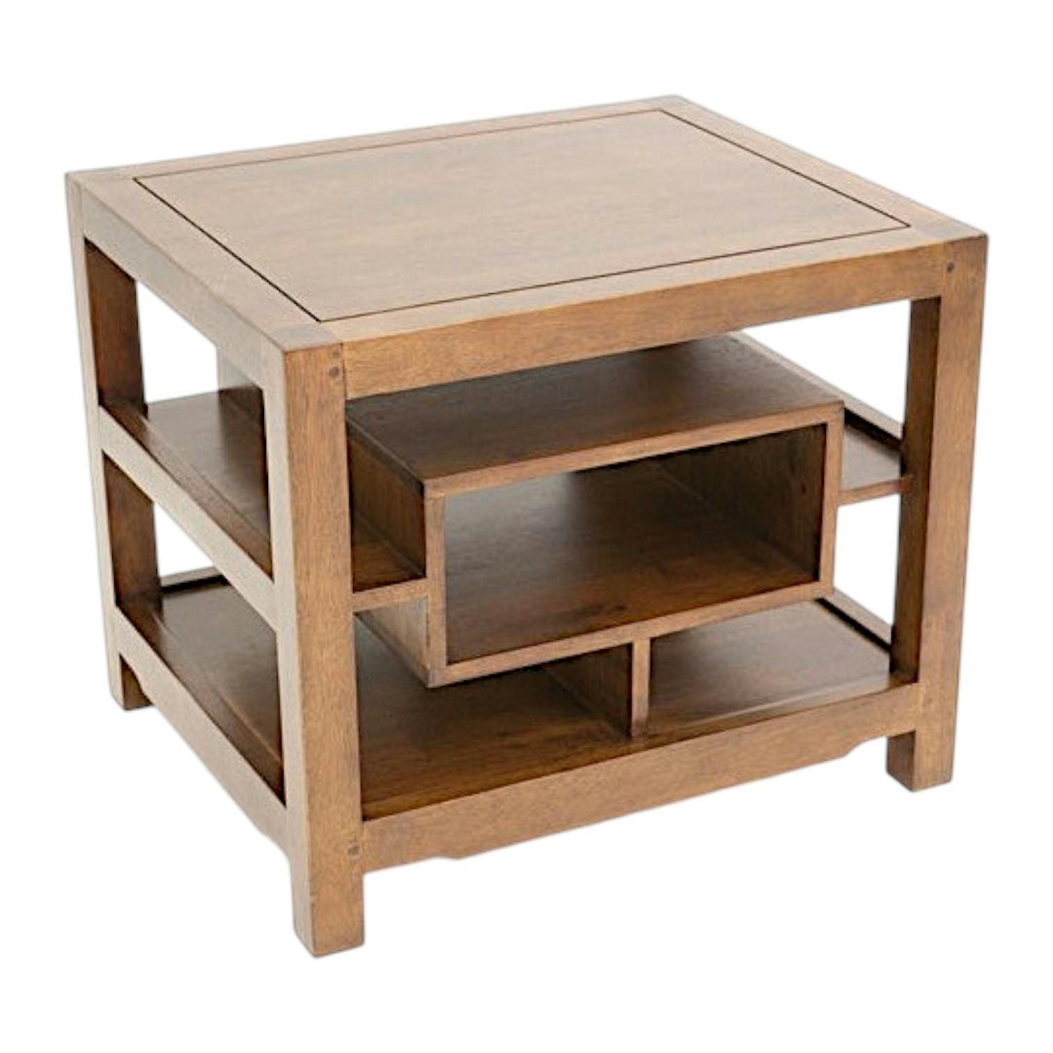 Bout de canapé chevet hévéa 2 plateaux 60cm HELENA