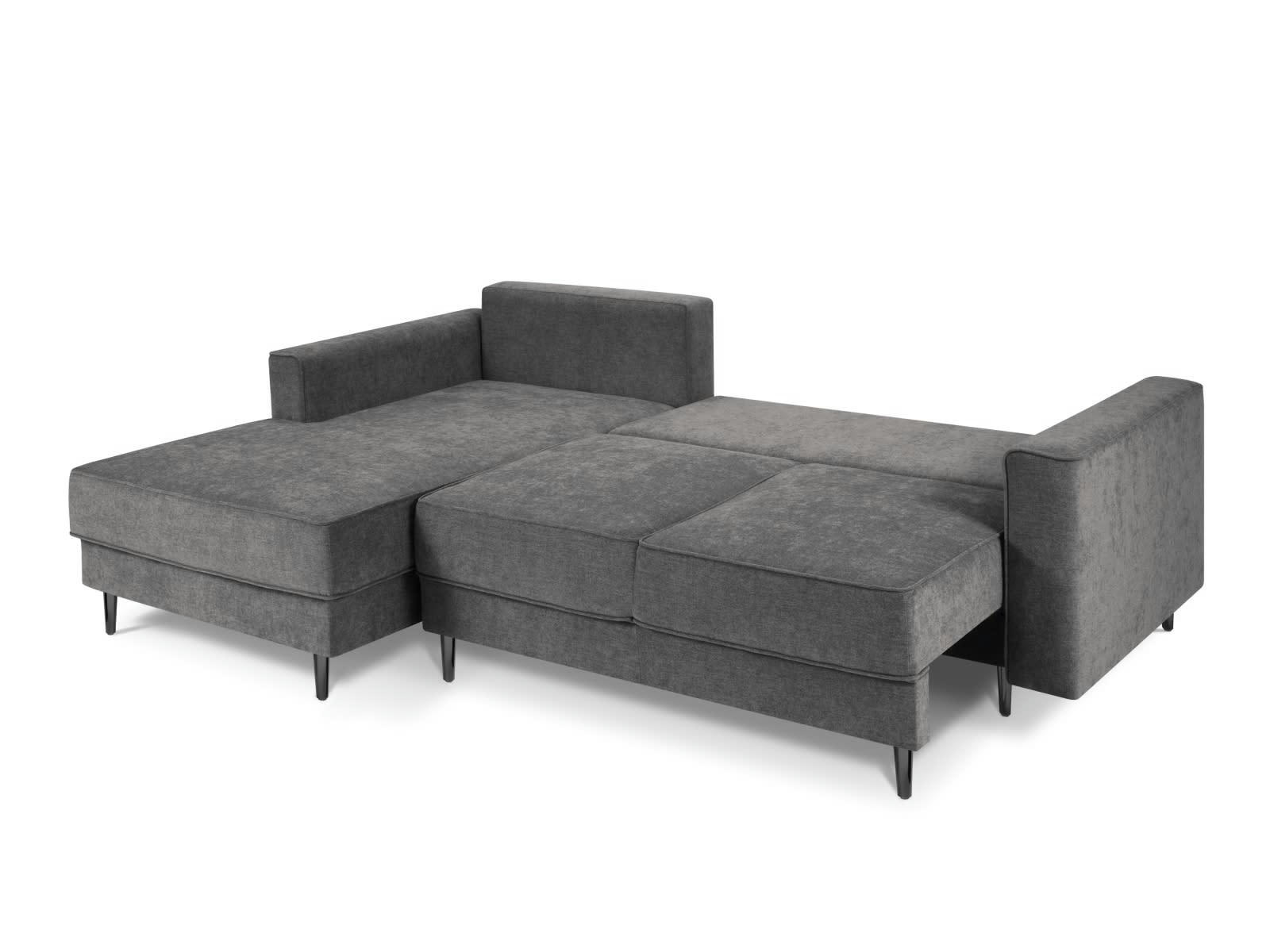 DUNAS - Canapé d'angle 4 places en tissu structuré gris