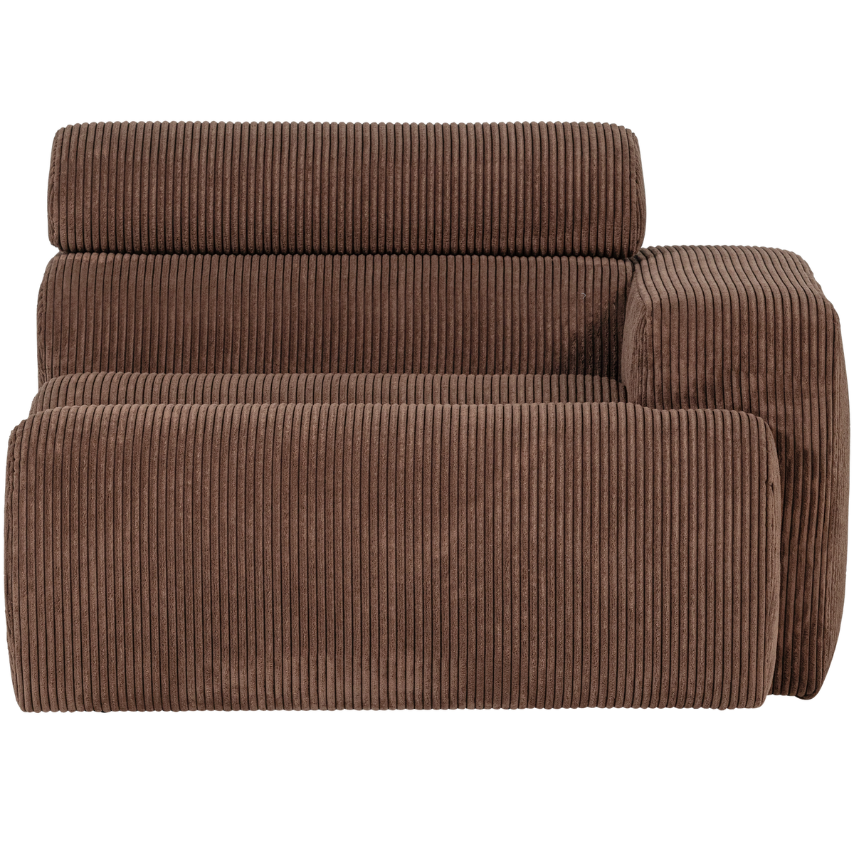 WOOOD 1-zits element bank arm rechts Novi - Ribstof - Mokkabruin - 86x109x113