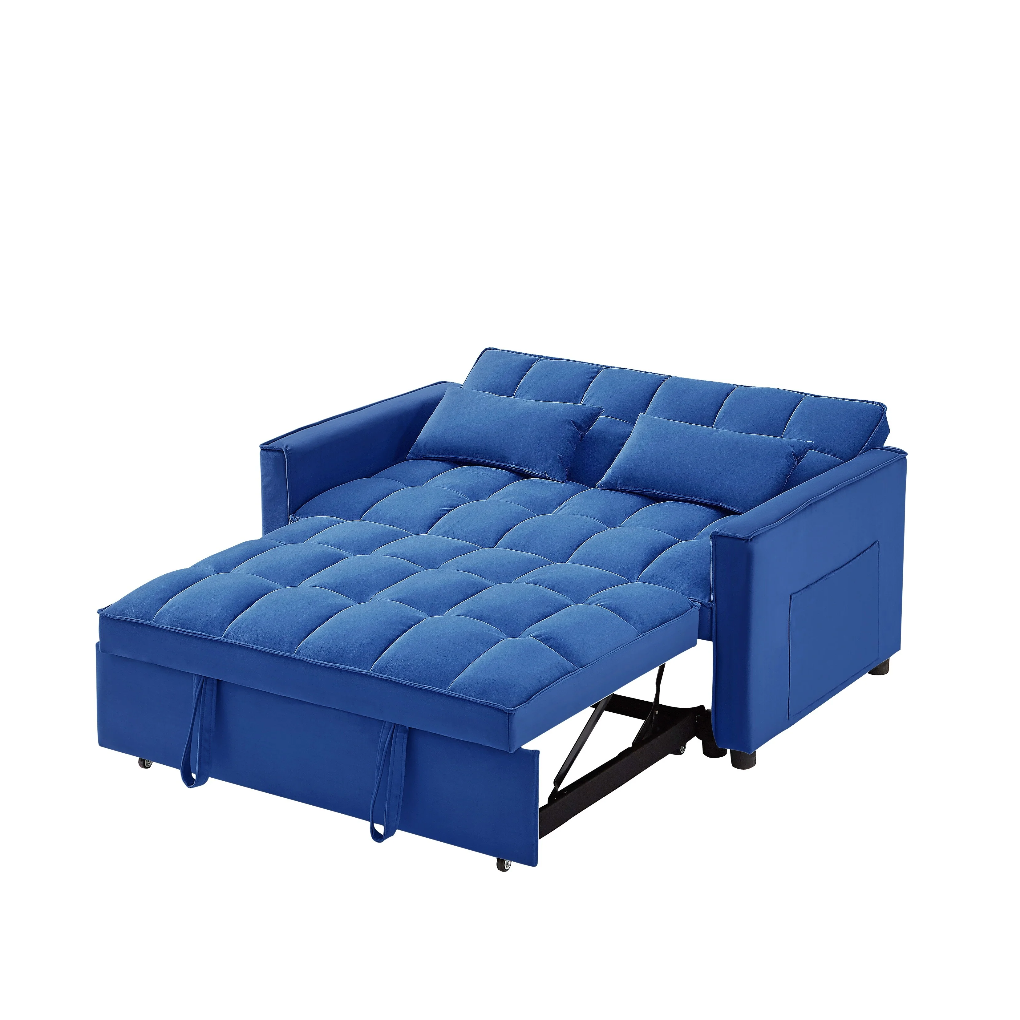 Adjustable Backrest Soft Futon Sofa With Double Armrest And Pouch Variable Bed 685inch*54inch