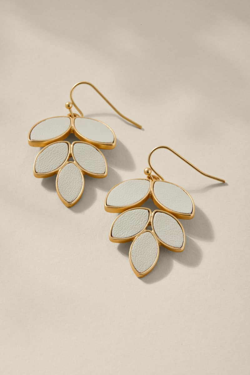 Maggie Faux Leather Leaf Drop Earrings