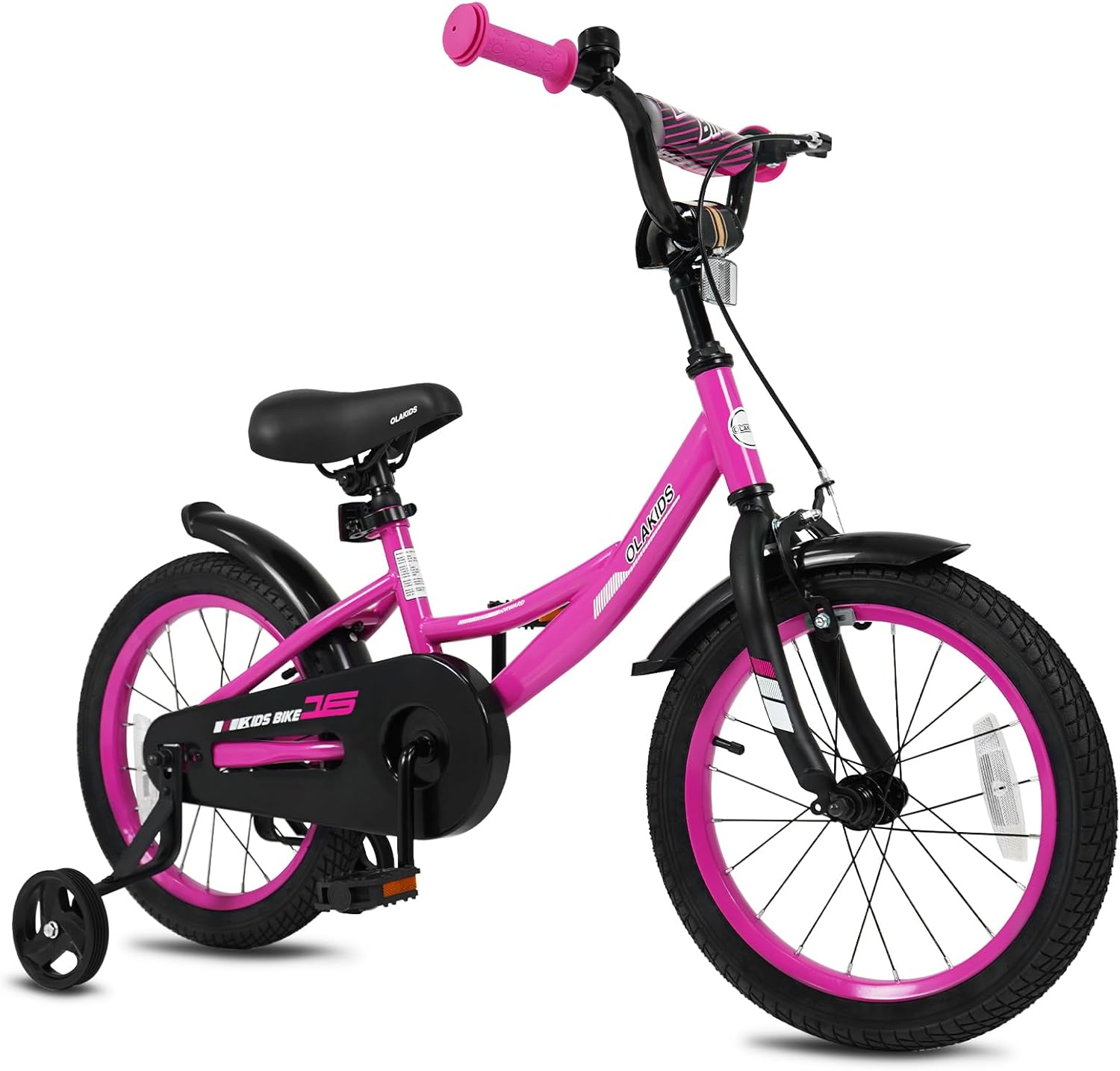 Olakids Kids Bike, 12 14 16 18 Inch BMX Style Toddlers Bike with Training Wheels Adjustable Seat Handlebar Coaster Brake Handbrake Safety Bell, Children's Bicycle for Boys Girls