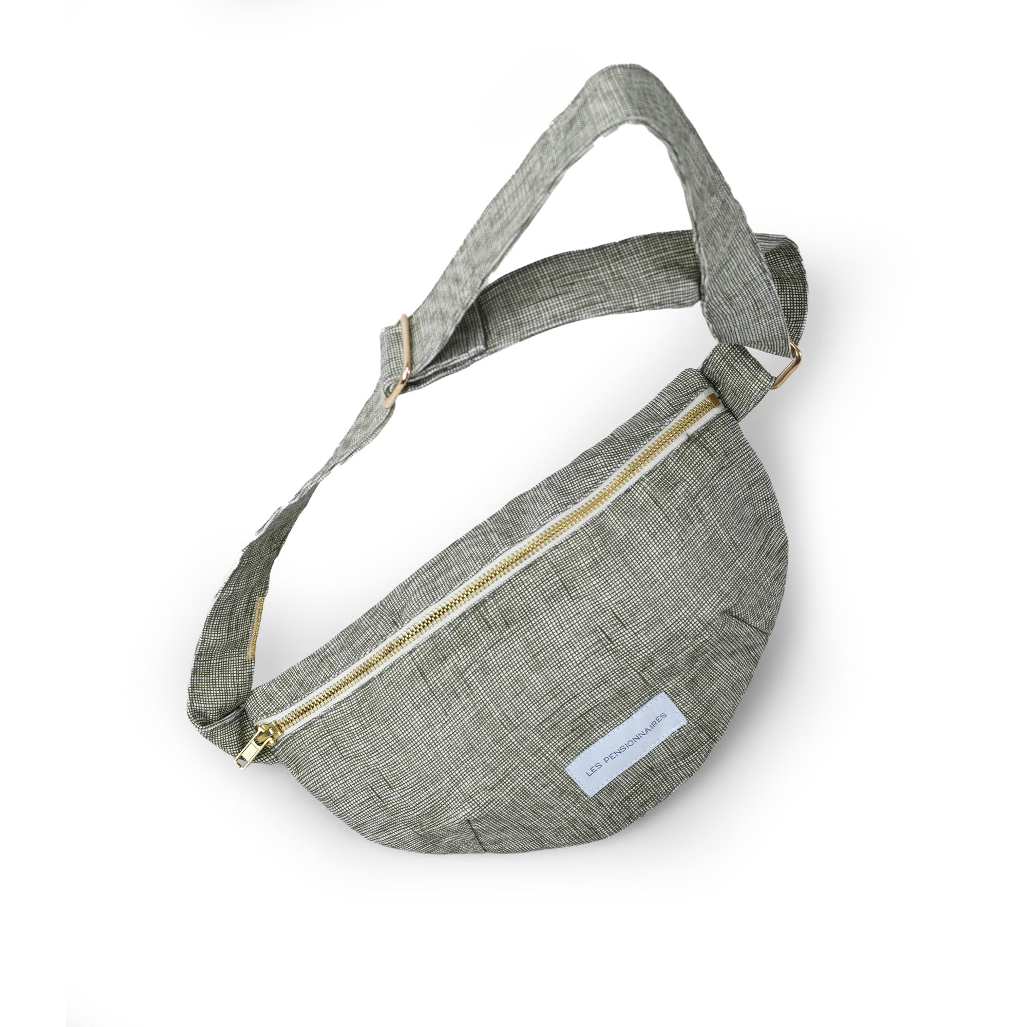 - Sac banane en toile de coton bio vert câpre quadrillé