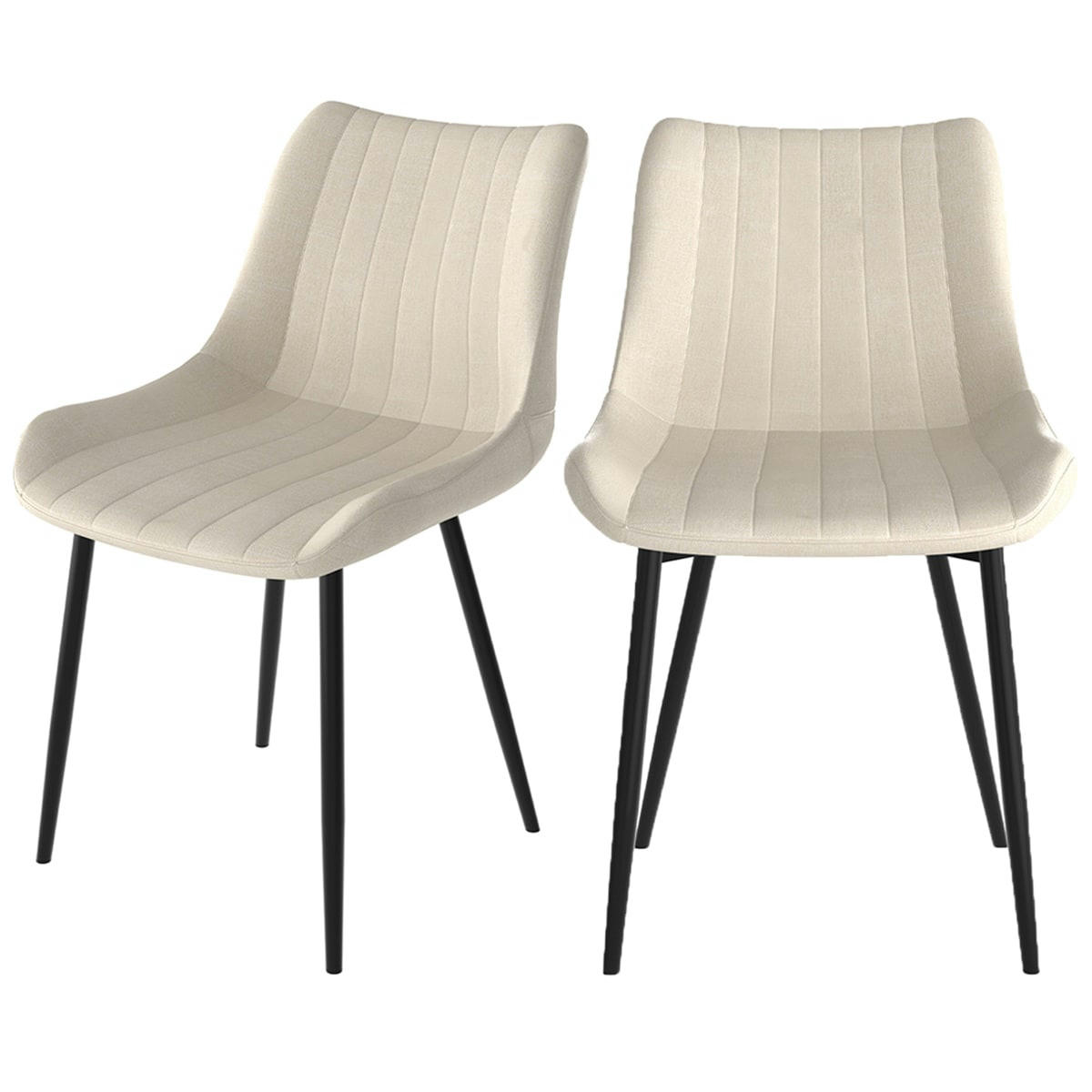 KILLI - Chaise en tissu beige et métal noir (x2)