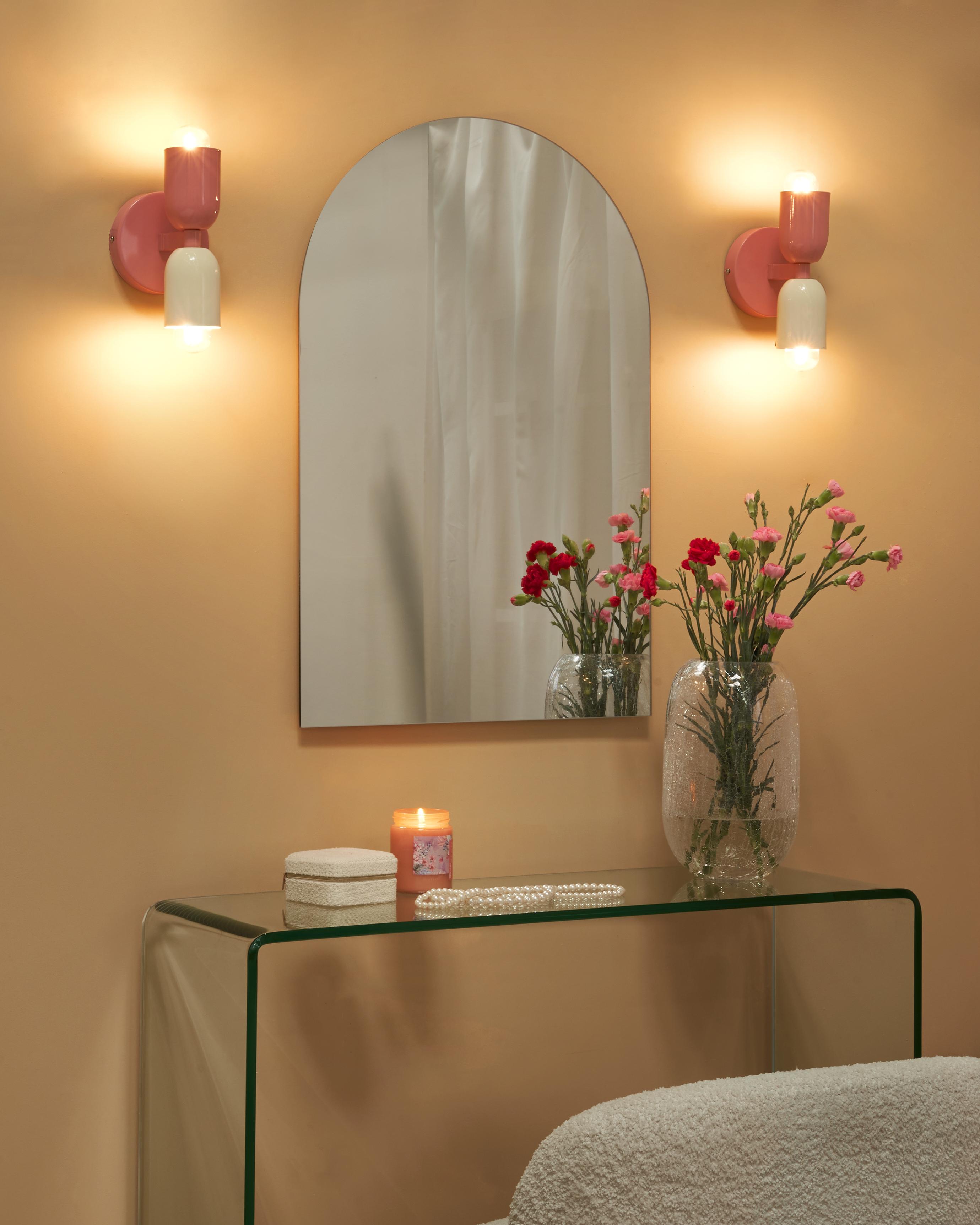 Set of 2 Wall Lamps TOPI Metal Pastel Pink