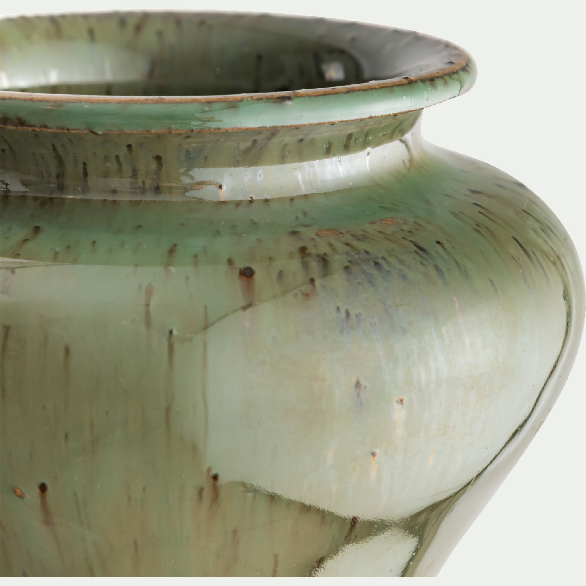 RELLON - Petit vase classique en faïence H8,5cm - vert