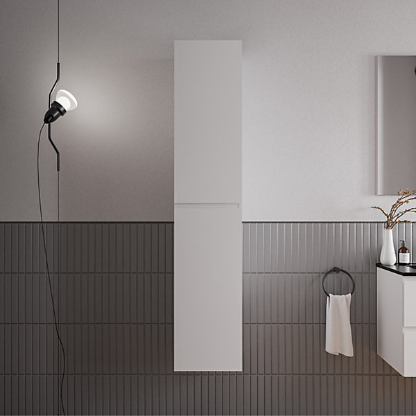 Colonne de salle de bain suspendue 35x35x170cm (LxPxH) Blanc mat 2 portes charnières gauche / droite - AVA