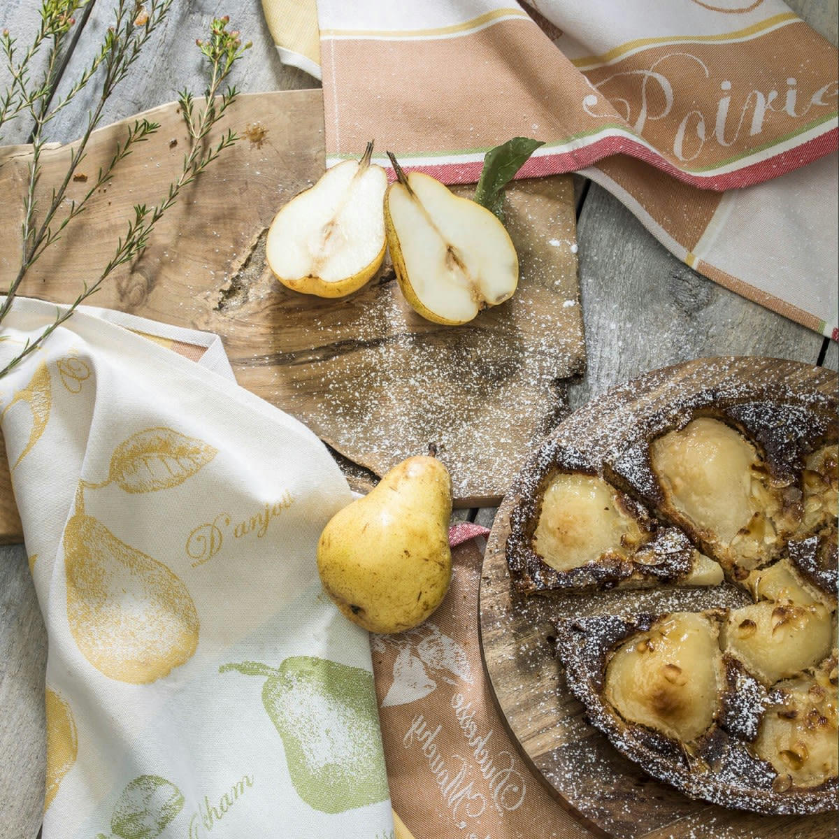 POIRIER - Torchon en jacquard de coton jaune 50x75