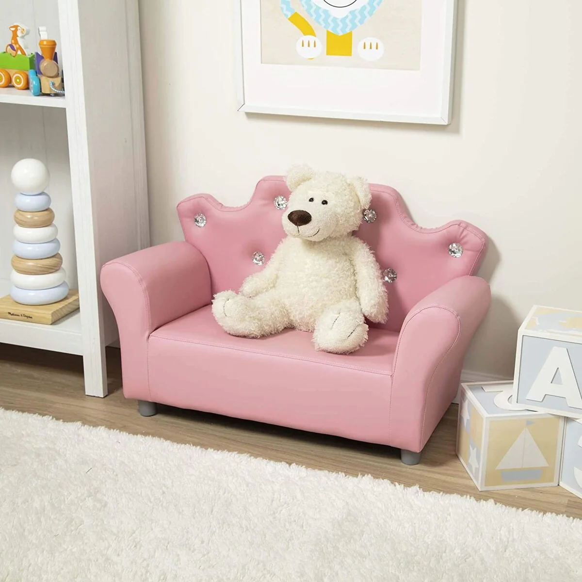 Melissa & Doug Child's Crown Sofa - Pink Faux Leather