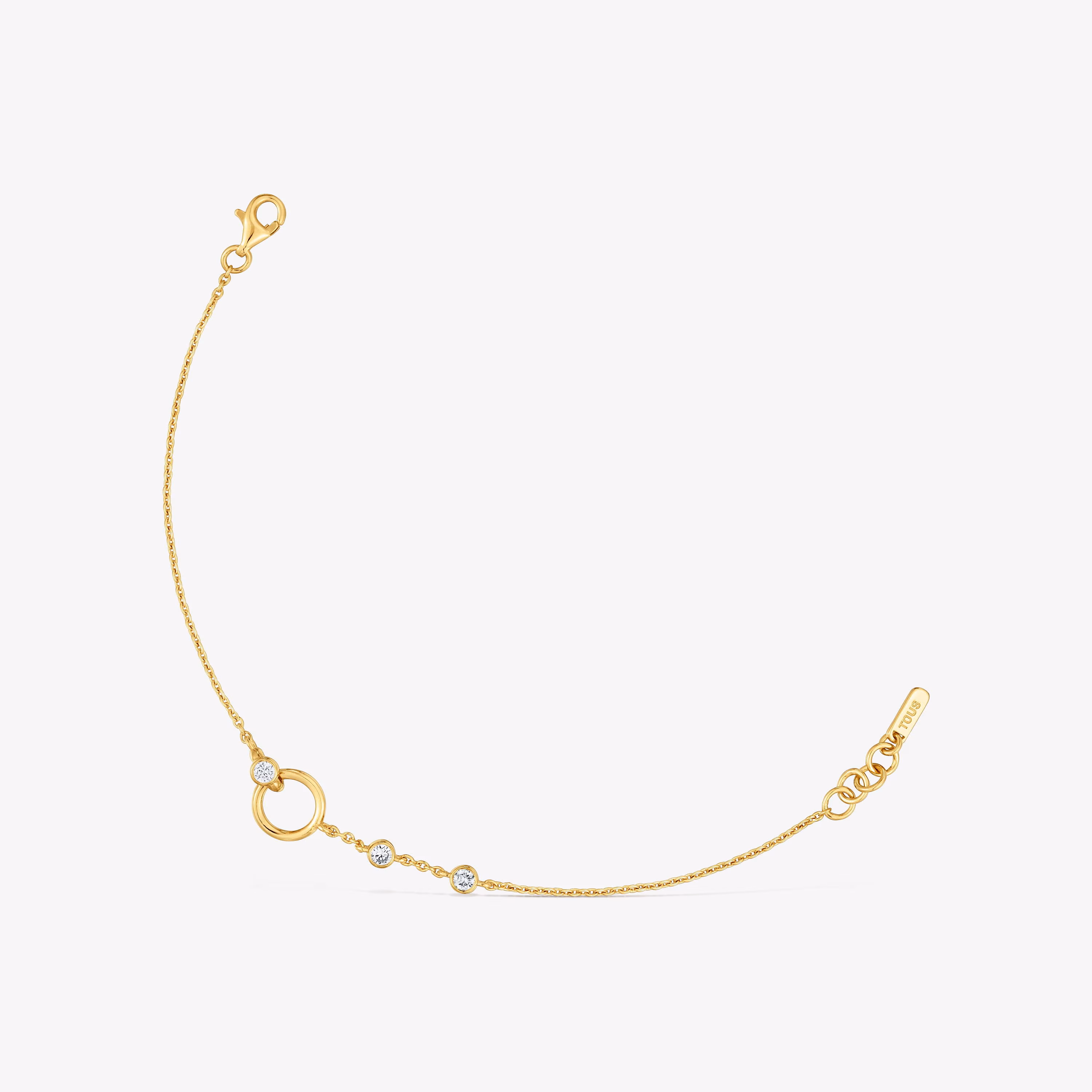 Pulsera con baño de oro 18 kt sobre plata y diamantes creados en laboratorio Straight LGD