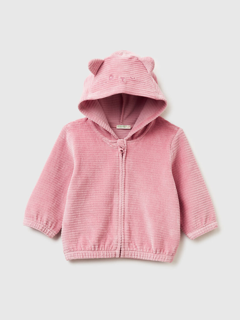 Sweatshirt in chenille with hood