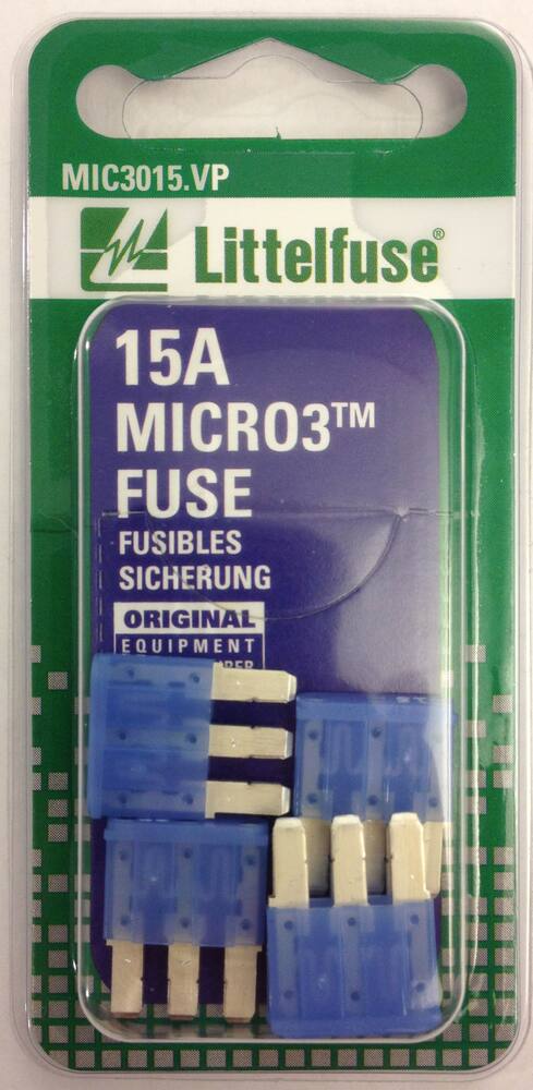Littelfuse Micro3 Blade 32V Ag 15A Fuse, 5-pk