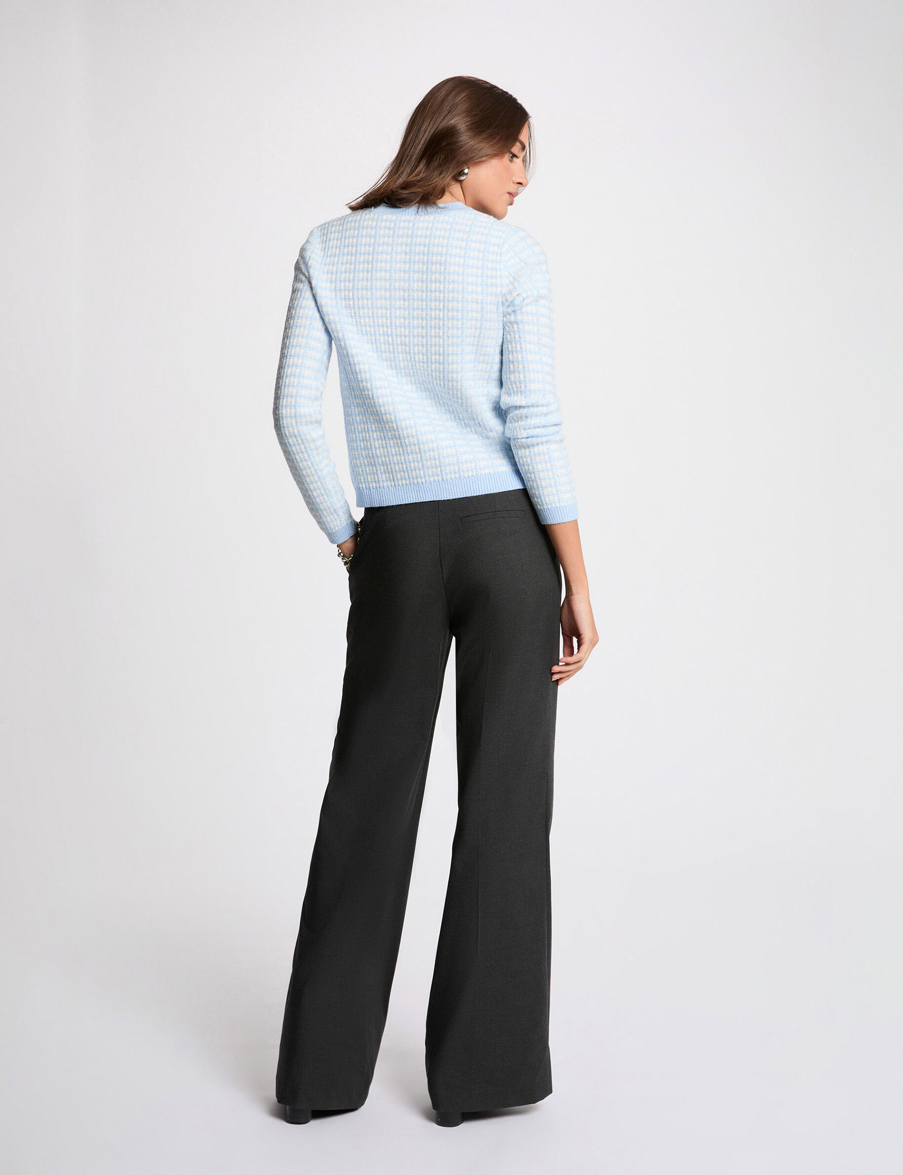 Fitted Jacquard Cardigan Sky Blue Women