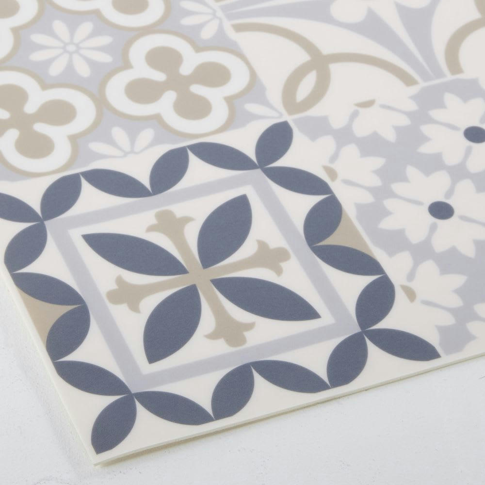 LISBOA - Tapis en vinyle motifs carreaux de ciment multicolores 50x80