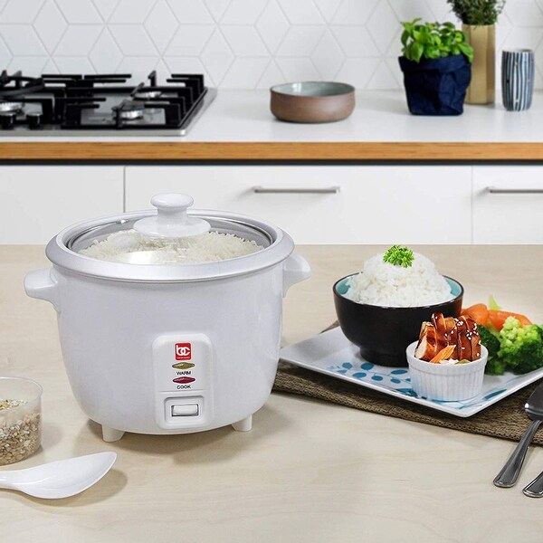 6 Cup Bene Casa Rice Cooker with glass lid, dishwasher safe rice cooker with auto cut off,