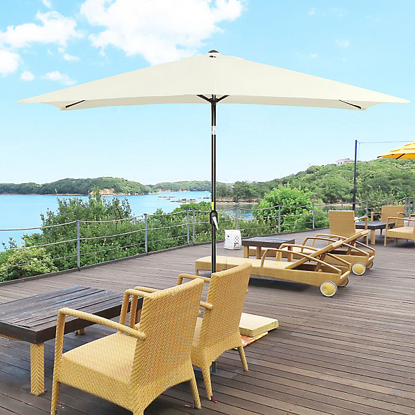 Parasol inclinable rectangulaire métal polyester haute densité 2,95L x 1,95l x 2,4H m crème