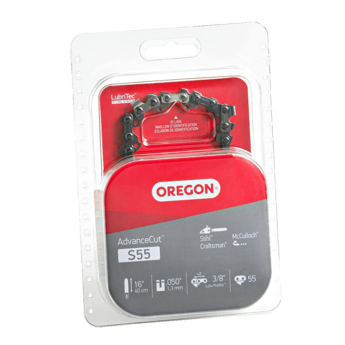 Oregon S55 AdvanceCut Replacement Chainsaw Chain, Fits Various Brands & Models, 16-in