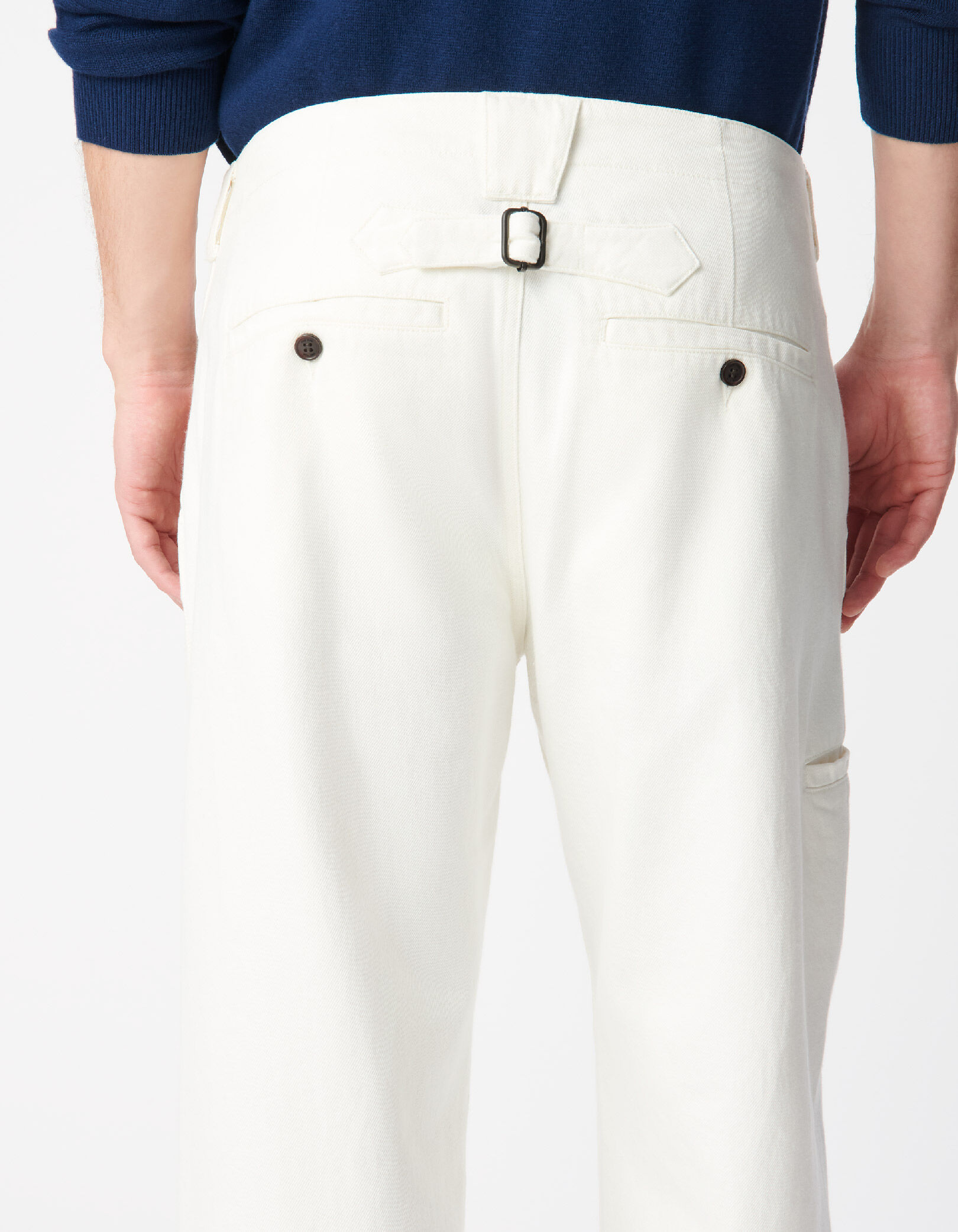 Jean barrel blanc patte ajustable dos Homme