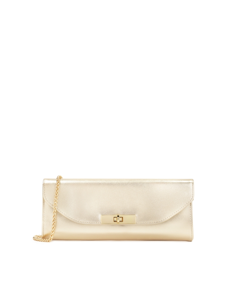 Oblong clutch bag in gold color