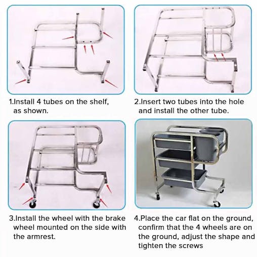 SOGA 2X 3 Tier Food Waste Cart Trolley Five Buckets Round 80x43x89cm