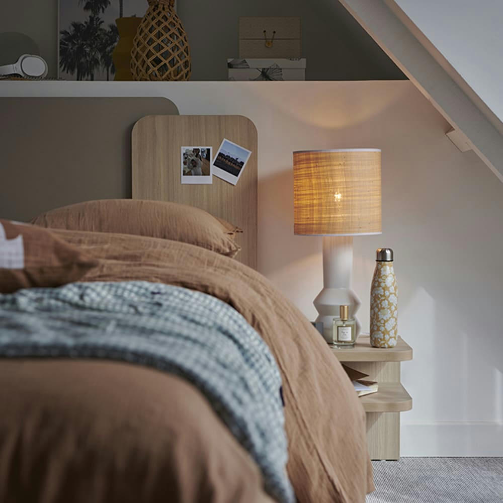 DIMIX - Chevet pour lit effet bois chêne structuré