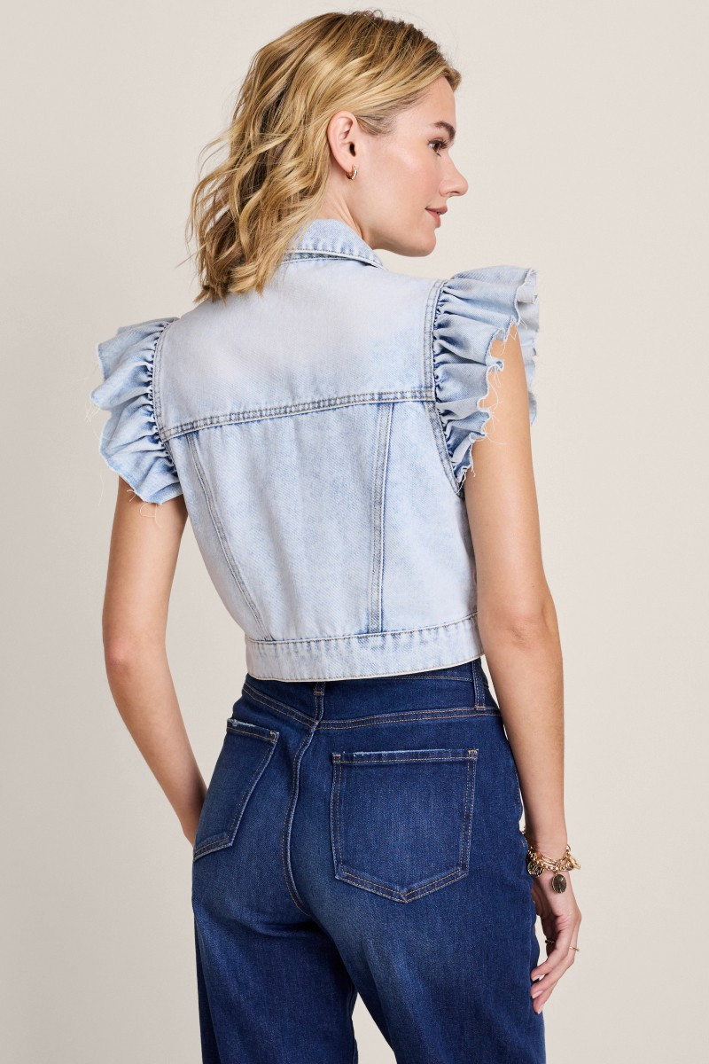 Eliza Ruffle Sleeve Denim Vest