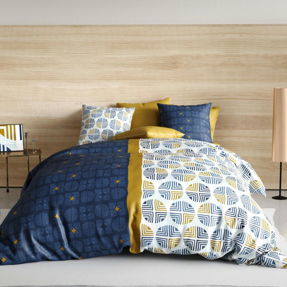 - Parure de lit 2 places coton à motifs 220x240 cm
