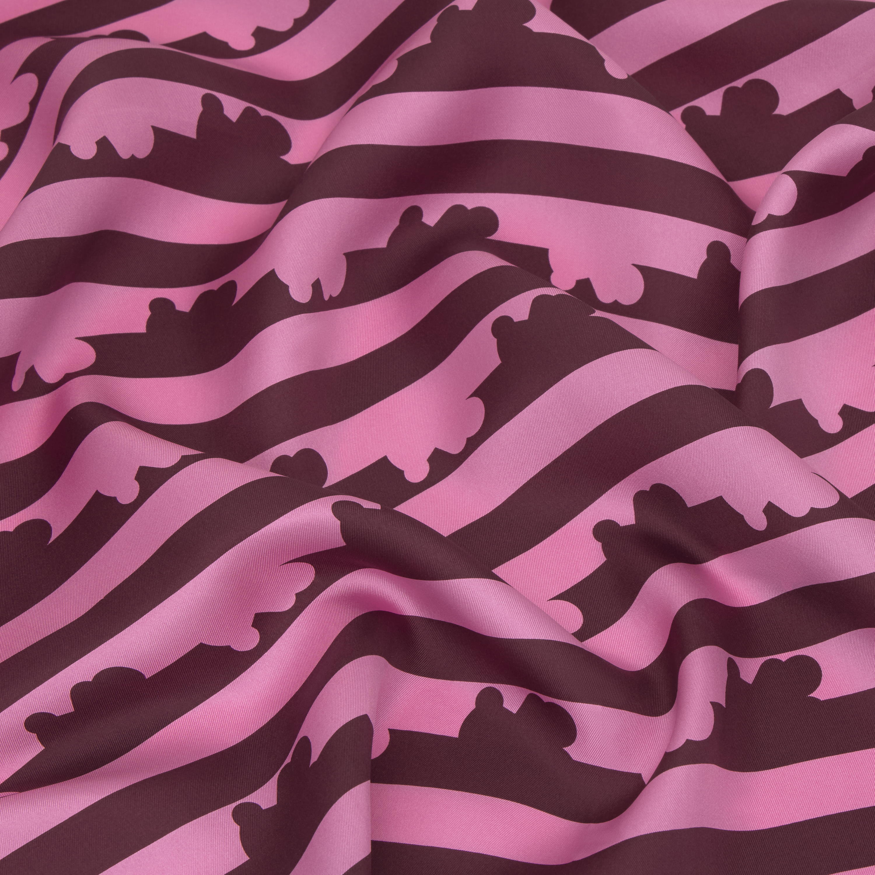 Pañuelo de seda burdeos y rosa TOUS Bear Stripes