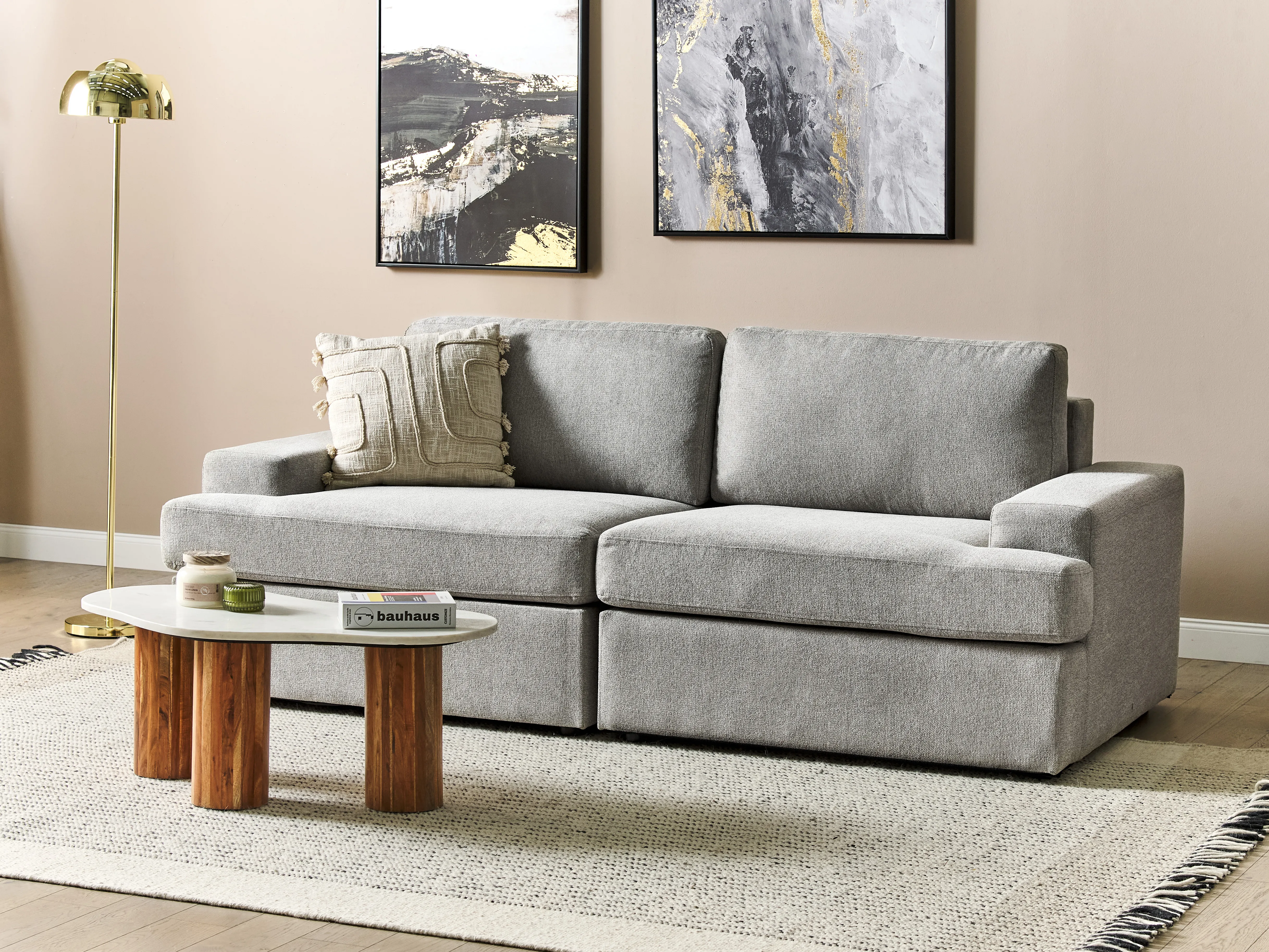 Sofa 3 Seater ALLA Fabric Light Grey