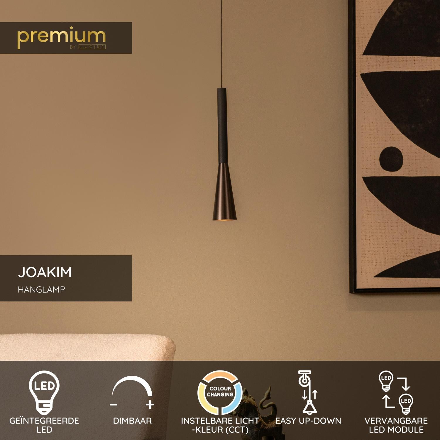Lucide Premium JOAKIM Hanglamp - Koffie