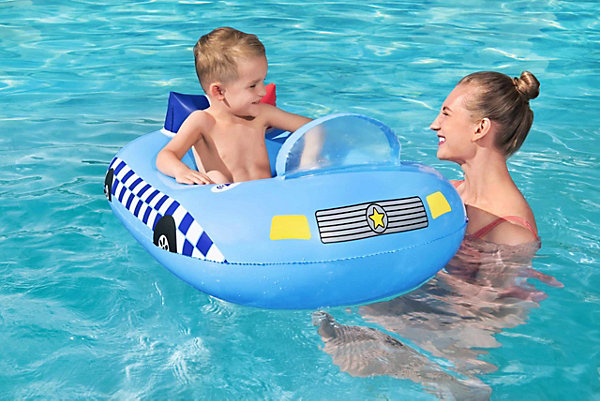 Bateau Gonflable Voiture Police Bestway 88x66x32 cm Son Sirene de Police a partir de 3 Ans