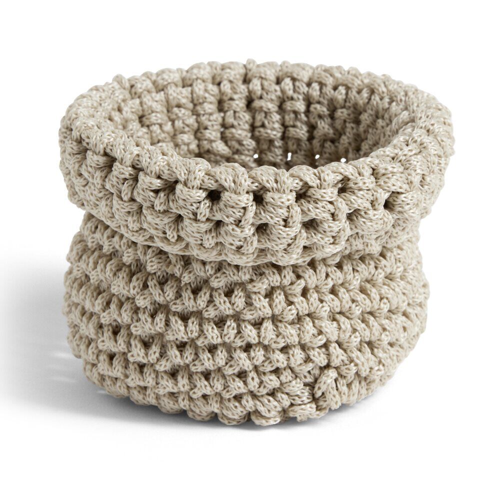 Panière rangement salle de bain ronde effet bouclette marron Ø10xH13cm