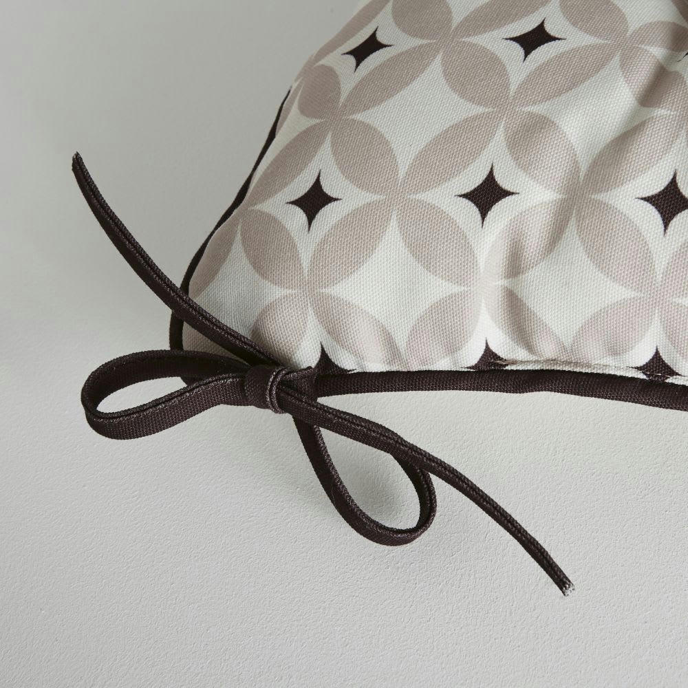 TAHIYA - Galette de chaise motifs graphiques taupe, écrus et noirs