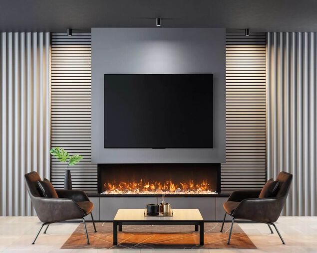 Amantii Smart 60" unit &ndash; 10 5/8" in depth 3 sided glass fireplace